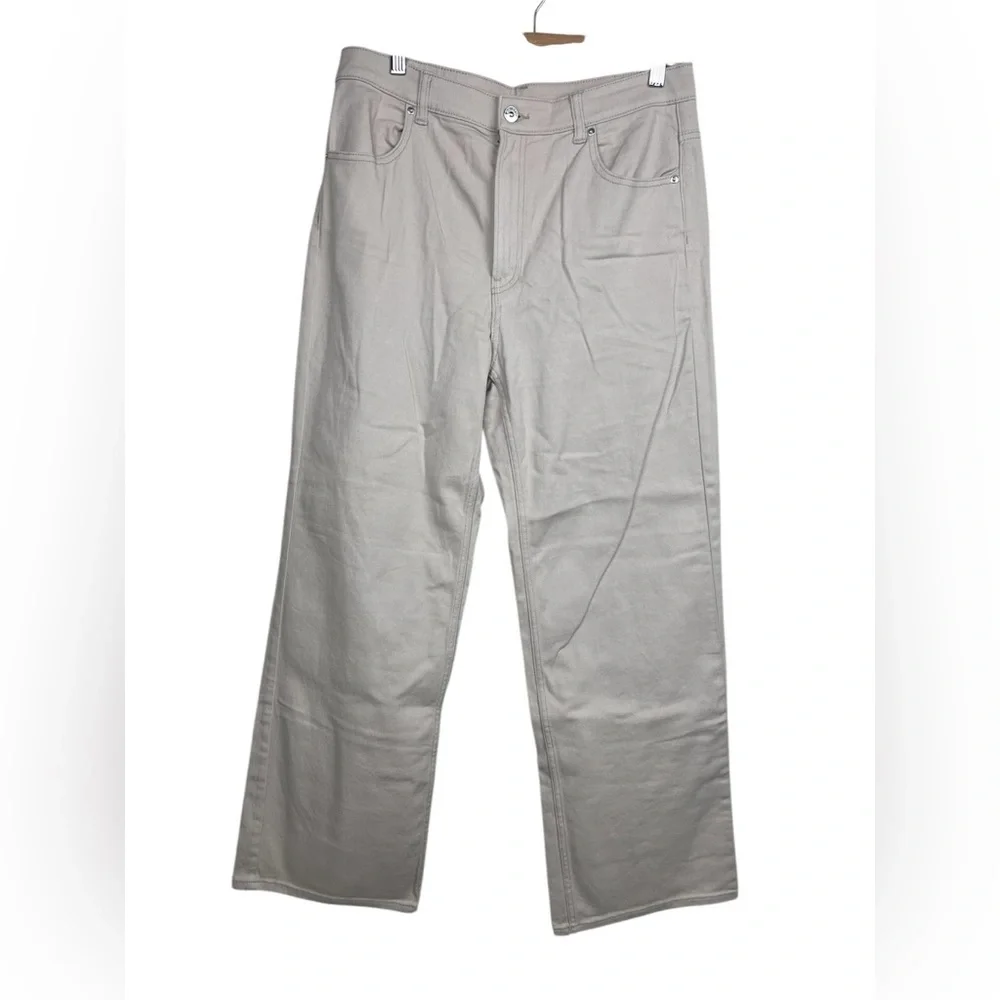 H&M WIDE-LEG TWILL PANTS Light Beige Women’s 12